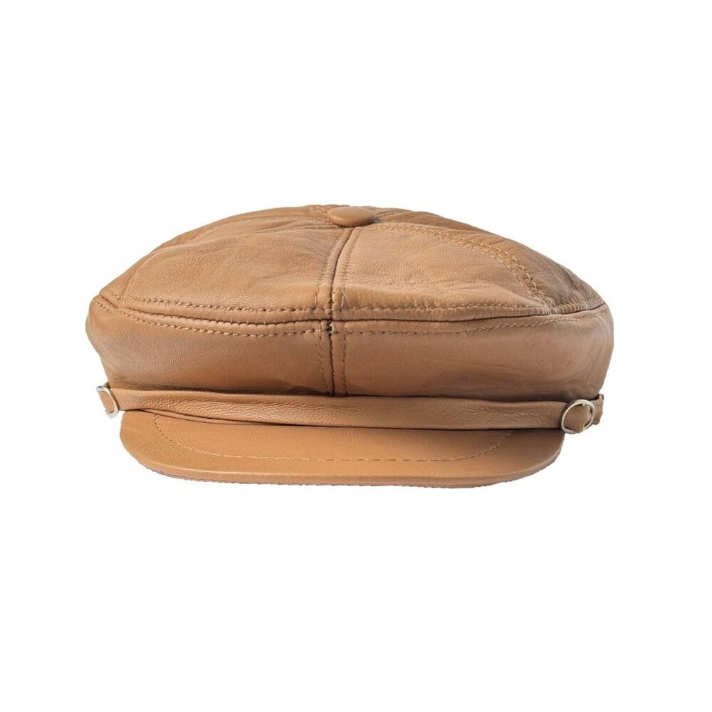 Leather Flat Cap | Real Sheepskin Leather Ivy Hat